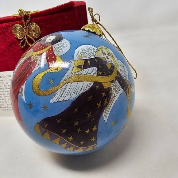 PIER ONE LI BIEN REVERSE HAND PAINTED GLASS CHRISTMAS ANGELS 2001 ORNAMENT 3.5" - Picture 5 of 10